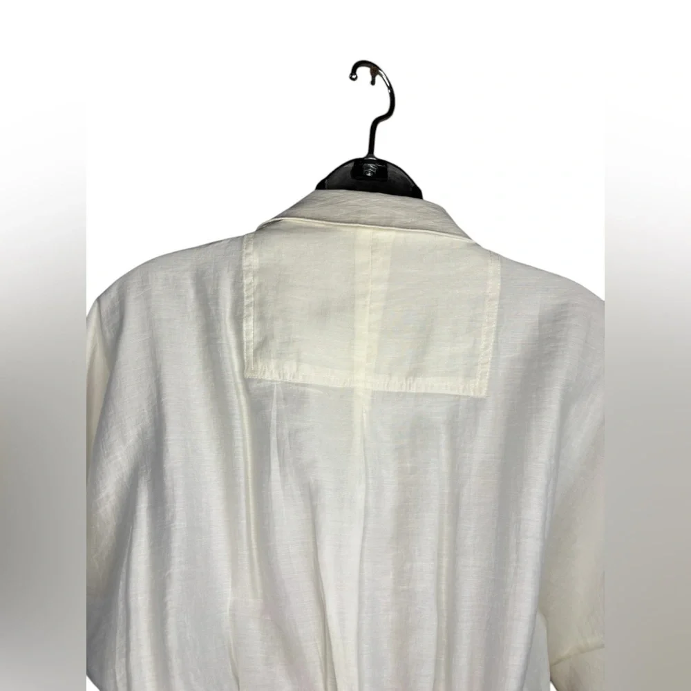 NWT ZARA women’s collar button down ivory/ cream short dress chest front pockets - Picture 6 of 10
